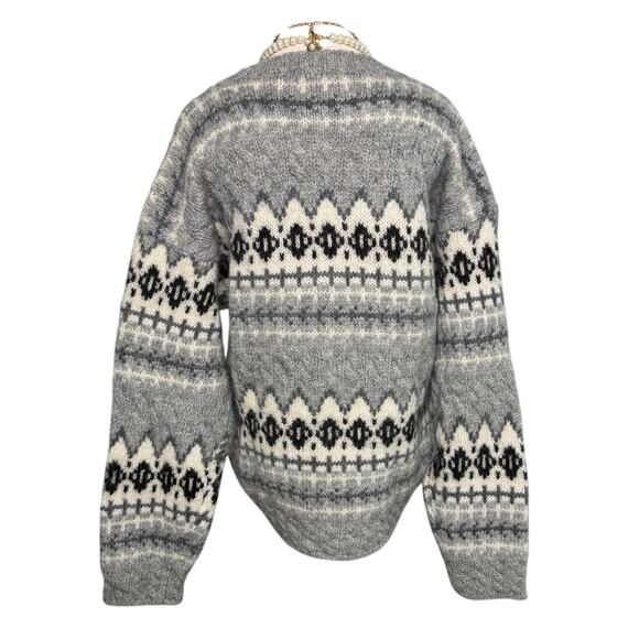 Eddie Bauer vintage 100% wool fair aisle cable knit sweater men’s size large L - Picture 3 of 6